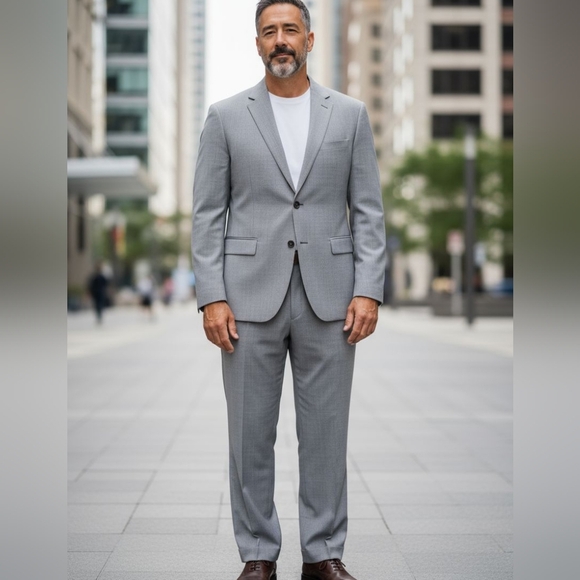 Hart, Schaffner, & Marx - Men's 2 Piece Fine Australian Wool Suit, Black & White - Picture 12 of 12